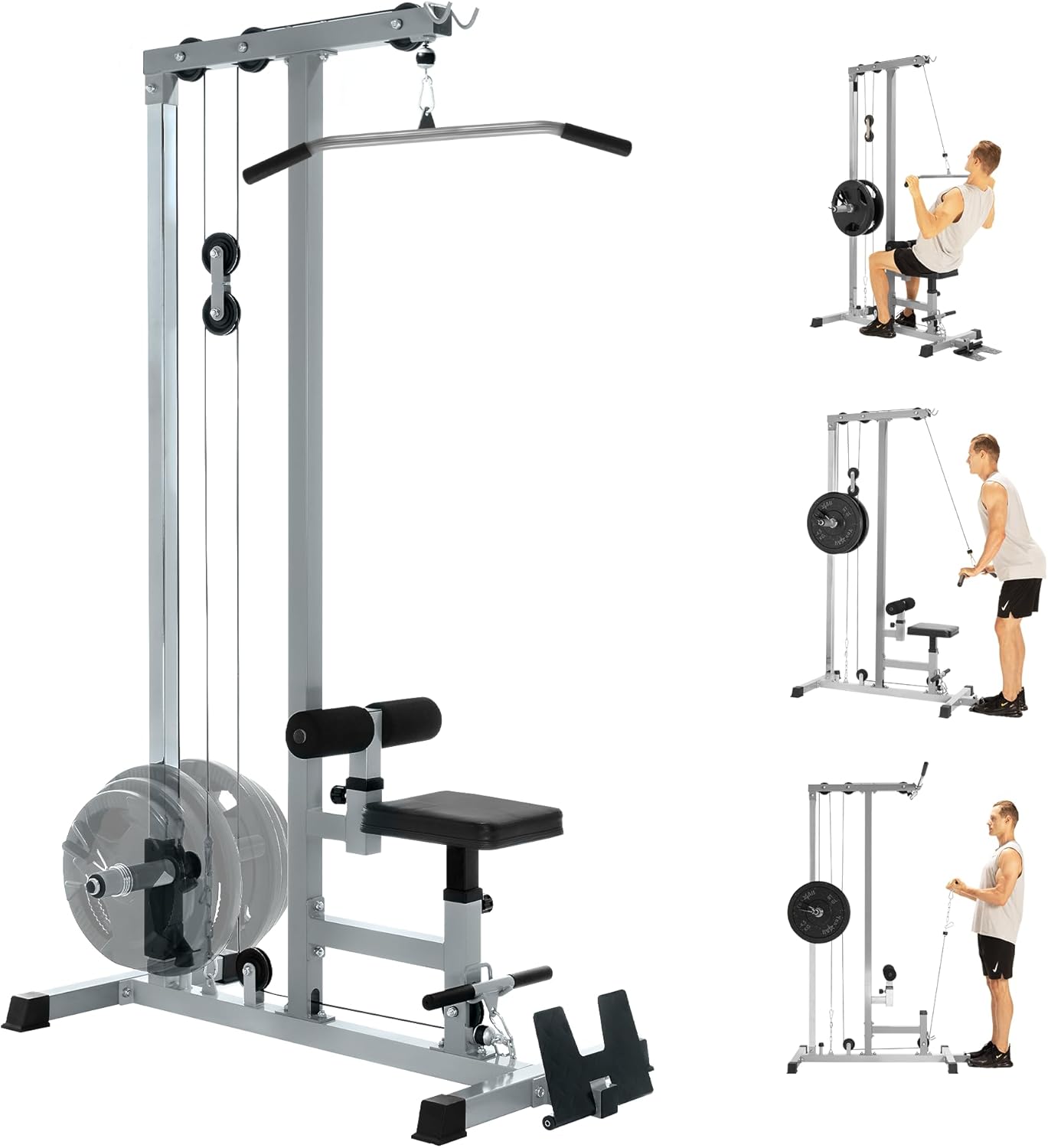 Lat Pulldown Cable - Siłownia, Wytrzymały Metal, Srebrny, Maszyna do