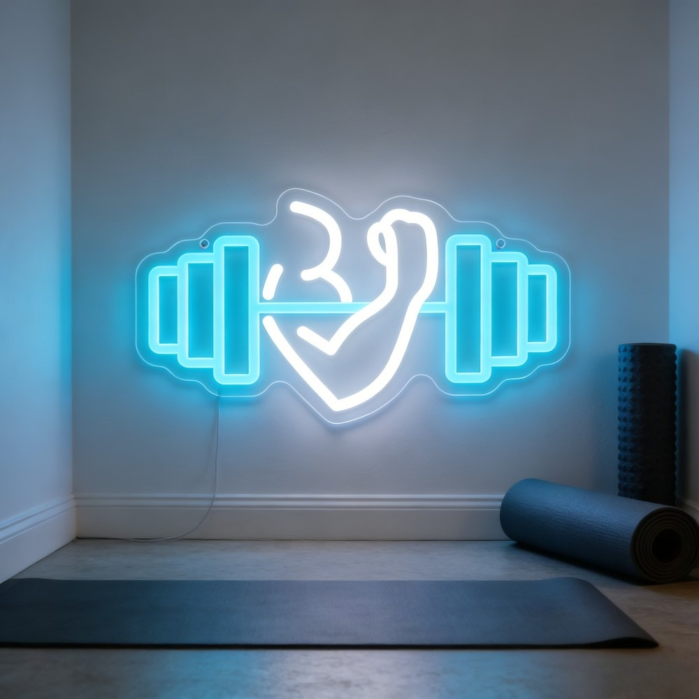 Neonowy znak LED z bicepsami i – Home Gym Neon Sign recenzja i cena
